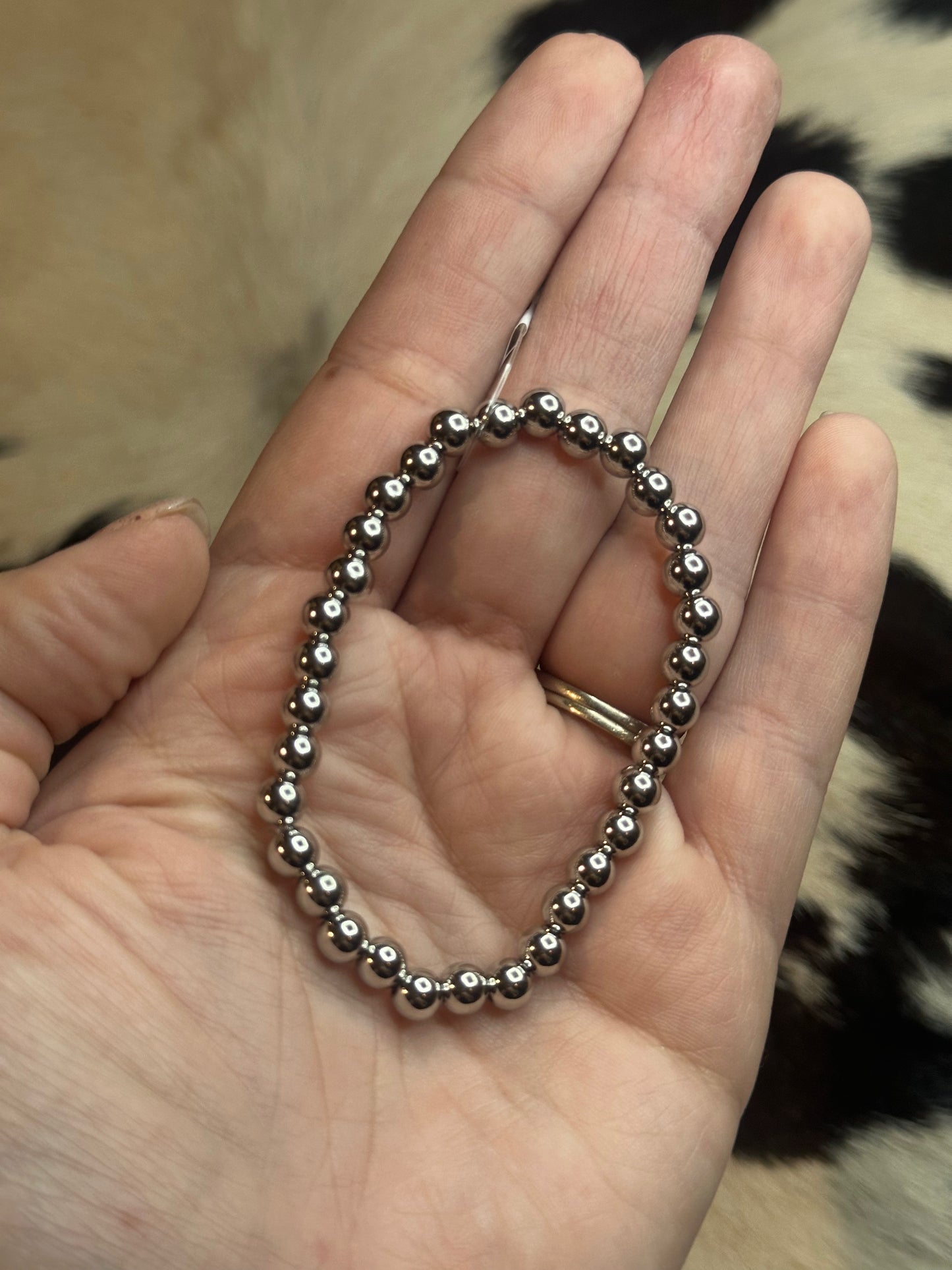 6 mm Stainless Steel Beaded Bracelet