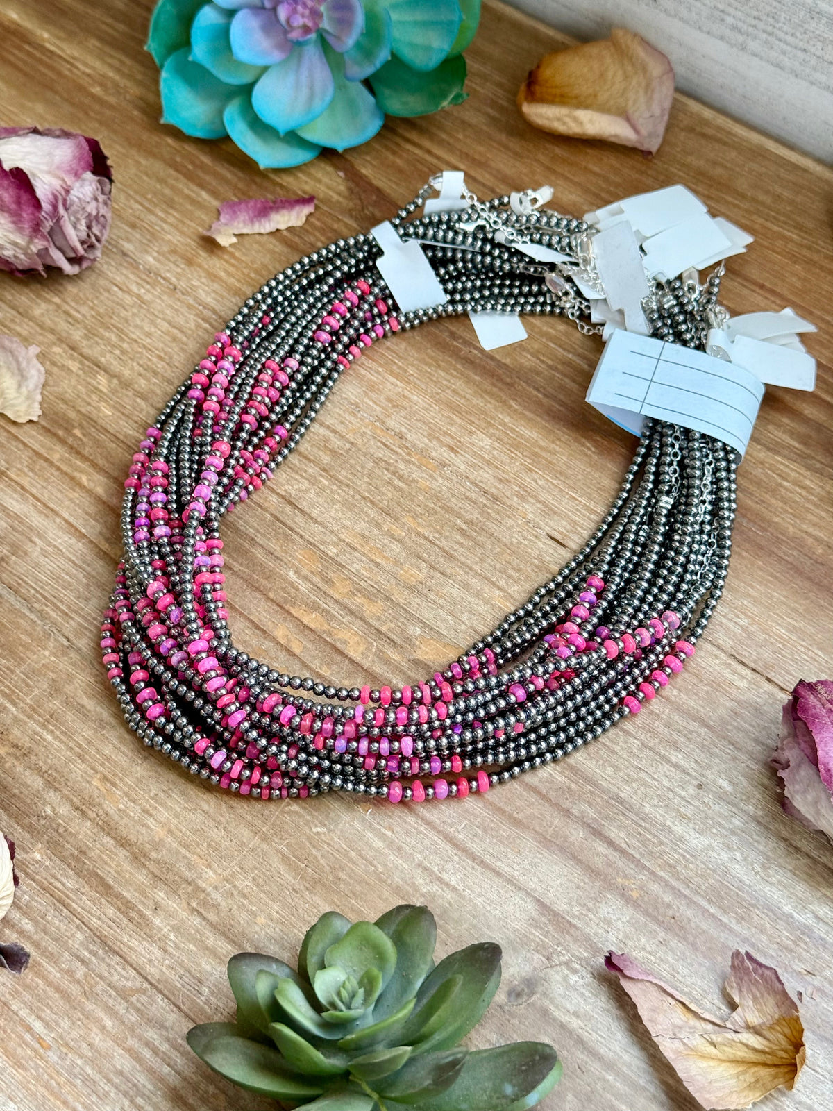 Pink Faceted Opal Necklace – 3 mm – 16”