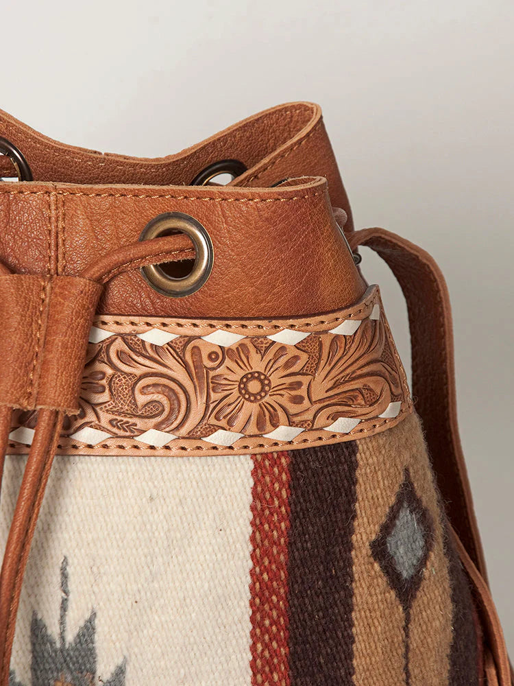 Leather & Saddle Blanket Bucket Bag