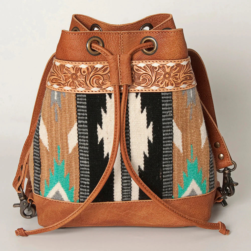 Leather & Saddle Blanket Bucket Bag