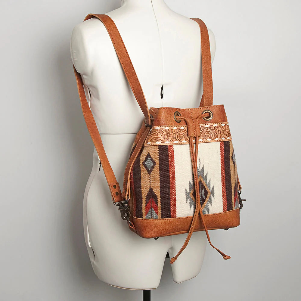 Leather & Saddle Blanket Bucket Bag