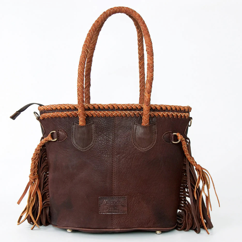 Leather Fringe and Braided Tote Bag