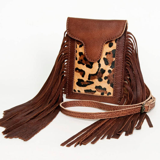 Leopard Fringe Cell Phone Crossbody