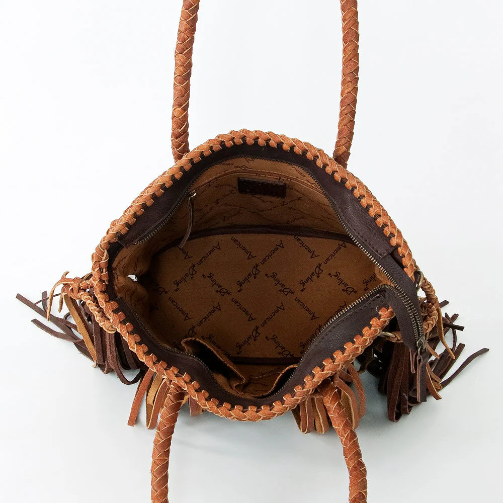 Leather Fringe and Braided Tote Bag